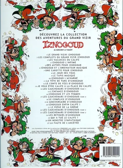 Verso de l'album Iznogoud Tome 9 Le tapis magique