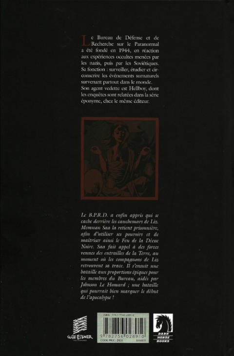 Verso de l'album B.P.R.D. Tome 10 La Déesse Noire