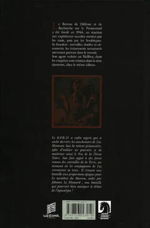Verso de l'album B.P.R.D. Tome 10 La Déesse Noire