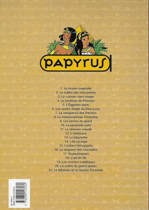 Verso de l'album Papyrus Tome 6 Les quatre doigts du dieu Lune