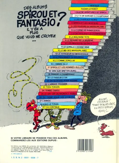 Verso de l'album Spirou et Fantasio Tome 6 La corne de rhinocéros