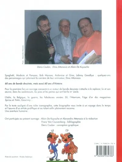 Verso de l'album Dino Attanasio 60 ans de BD