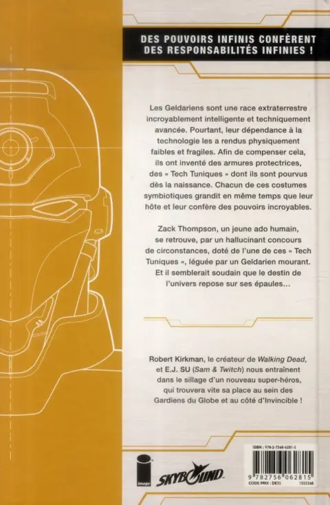 Verso de l'album Tech jacket Tome 1 Un garçon venu de la Terre...