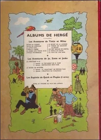 Verso de l'album Tintin Tome 10 L'étoile mystérieuse