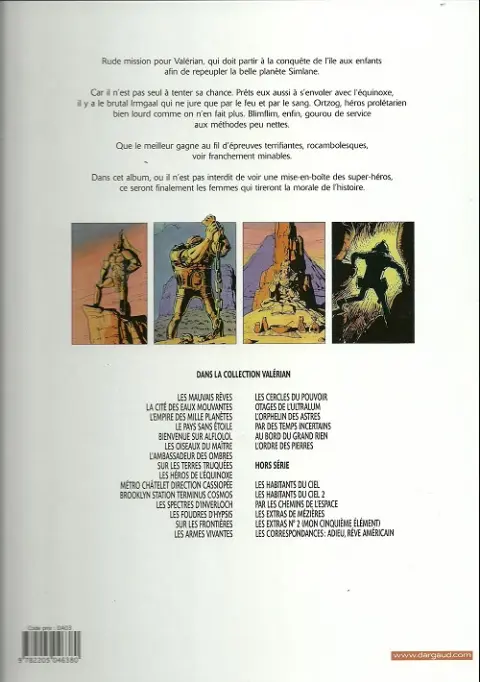 Verso de l'album Valérian Tome 8 Les héros de l'Equinoxe