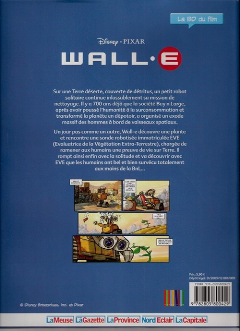 Verso de l'album Disney (La BD du film) Tome 16 Wall.e