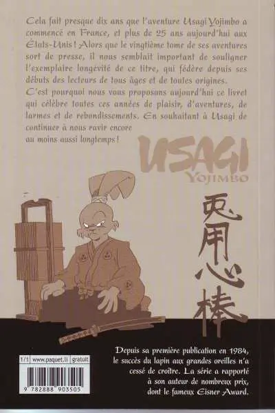 Verso de l'album Usagi Yojimbo