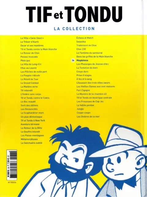 Verso de l'album Tif et Tondu La collection Tome 36 Magdalena