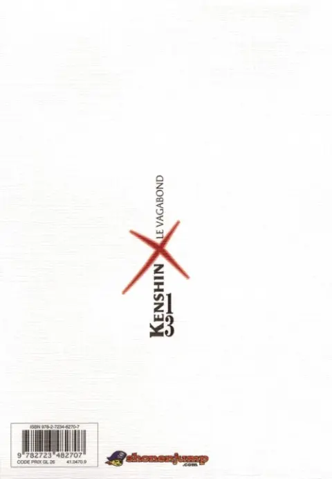 Verso de l'album Kenshin le Vagabond Perfect Edition Tome 13