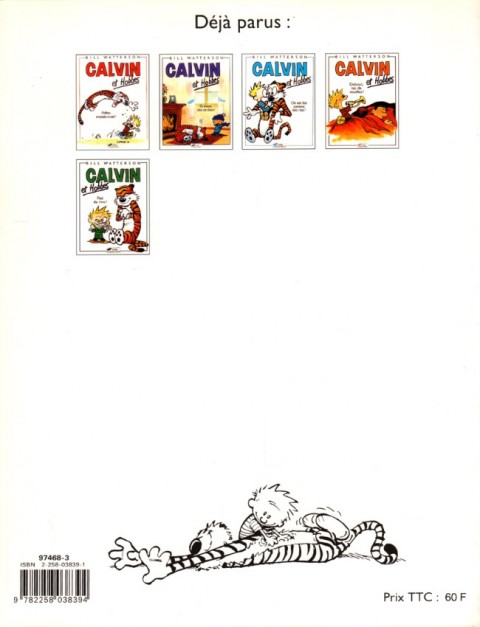 Verso de l'album Calvin et Hobbes Tome 6 Allez, on se tire !