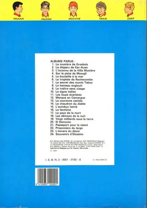 Verso de l'album La Patrouille des Castors Tome 3 L'inconnu de la villa mystère