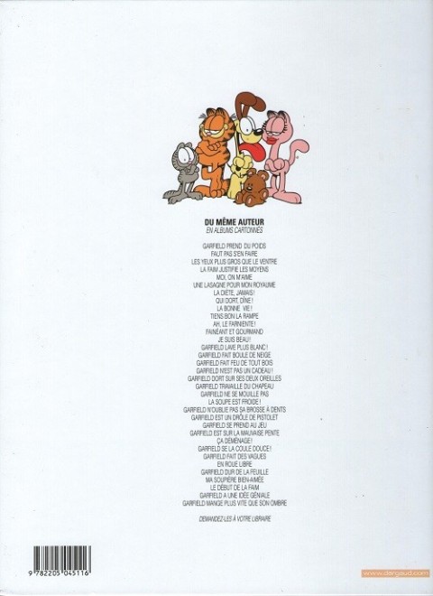 Verso de l'album Garfield Tome 22 Garfield n'oublie pas sa brosse à dent