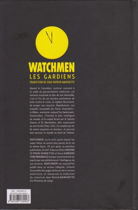 Verso de l'album Watchmen (Les Gardiens)