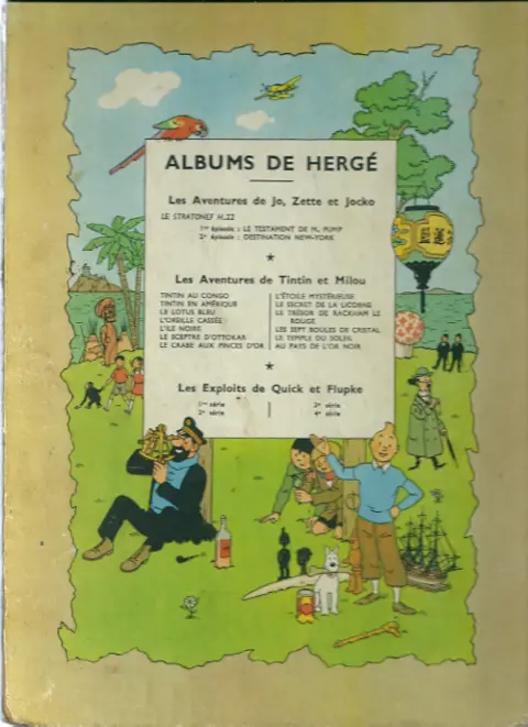 Verso de l'album Tintin Tome 13 Les 7 boules de cristal