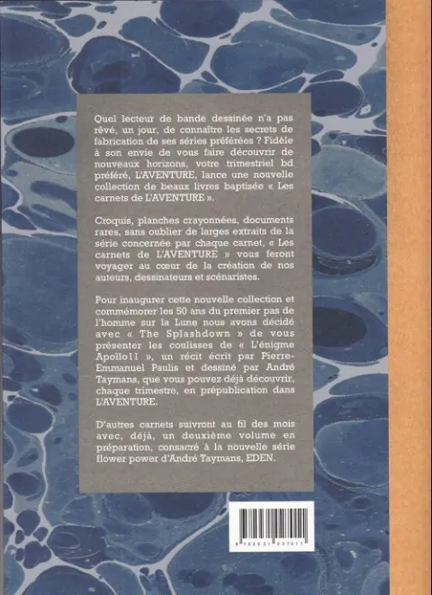 Verso de l'album Les carnets de l'aventure 1 The Splashdown