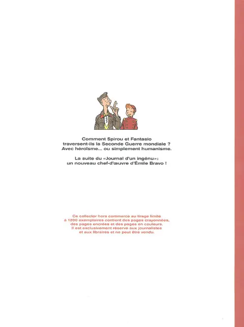Verso de l'album Spirou et Fantasio - Une aventure de... / Le Spirou de... Tome 13 L'Espoir malgré tout - Première partie - Un mauvais départ