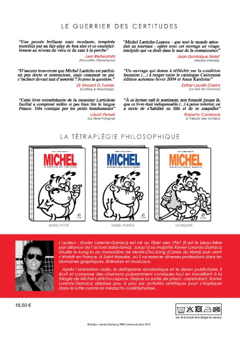 Verso de l'album Michel Larticho-Lepoux 1 Le guerrier des certitudes