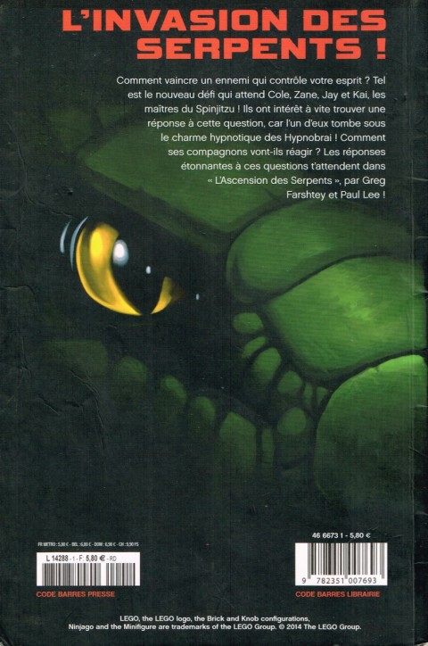 Verso de l'album Lego Ninjago - Masters of Spinjitzu Tome 1 L'ascension des serpents