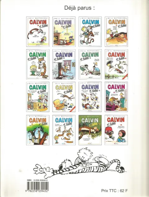 Verso de l'album Calvin et Hobbes Tome 12 Quelque chose bave sous le lit !