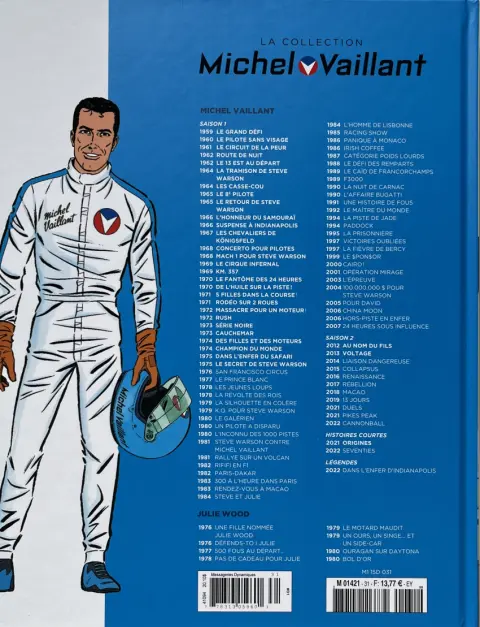 Verso de l'album Michel Vaillant La Collection 31 Le secret de Steve Warson