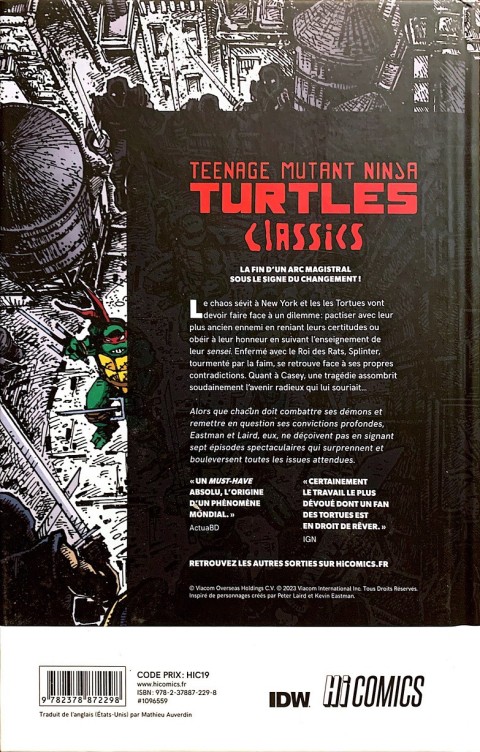 Verso de l'album Teenage Mutant Ninja Turtles Classics Tome 5 New York, Ville en guerre, Seconde Partie