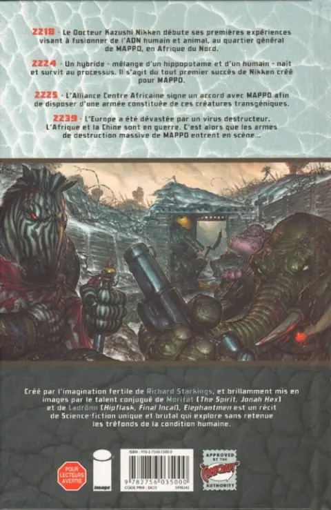 Verso de l'album Elephantmen Tome 1 Jouets de guerre