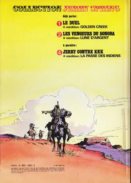 Verso de l'album Collection Jerry Spring (grand format) Tome 3 L'or de personne + Trafic d'armes