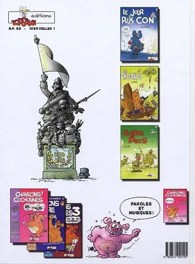 Verso de l'album Le Jour le plus con Tome 4 Tripes à la mode du camp
