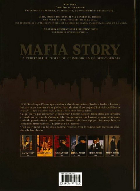 Verso de l'album Mafia story Tome 6 La Chute de Lucky Luciano