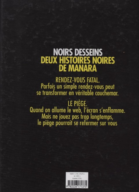 Verso de l'album Noirs desseins Rendez-vous fatal. Le piège