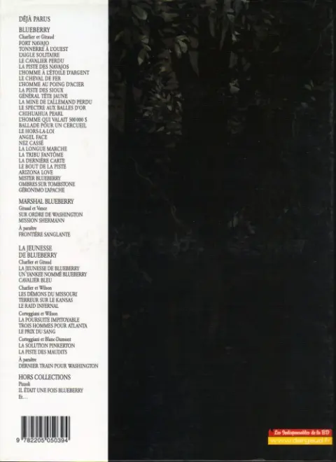 Verso de l'album La Jeunesse de Blueberry Tome 9 Le Prix du sang