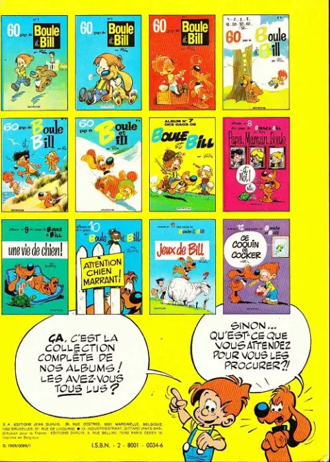 Verso de l'album Boule & Bill Tome 5 60 gags de Boule et Bill