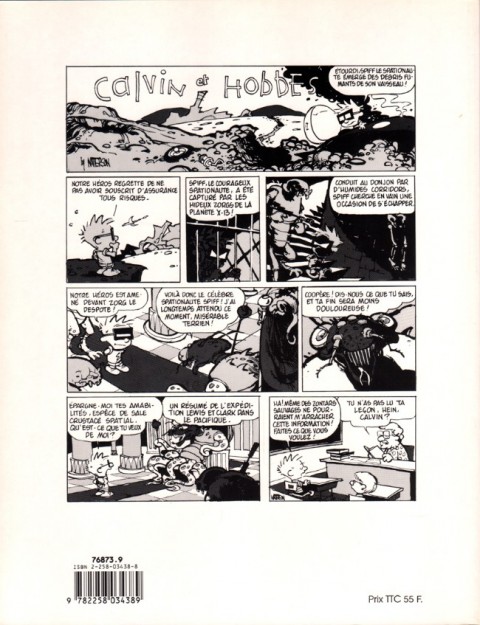 Verso de l'album Calvin et Hobbes Tome 2 En avant, tête de thon !