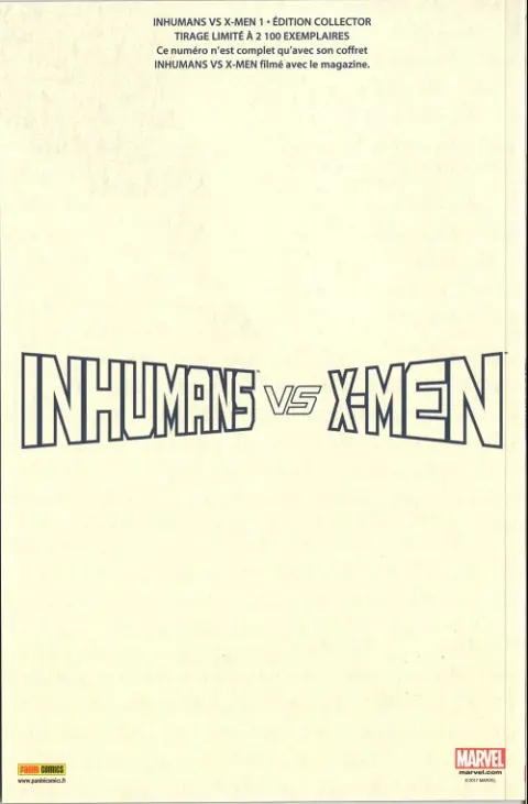 Verso de l'album Inhumans vs X-Men Chapitre 1