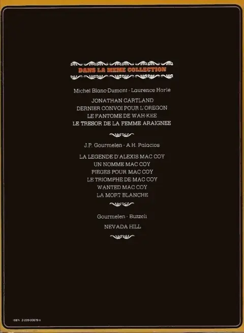 Verso de l'album Jonathan Cartland Tome 1