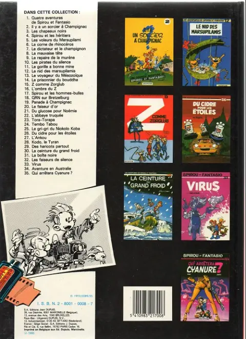 Verso de l'album Spirou et Fantasio Tome 6 La corne de rhinocéros