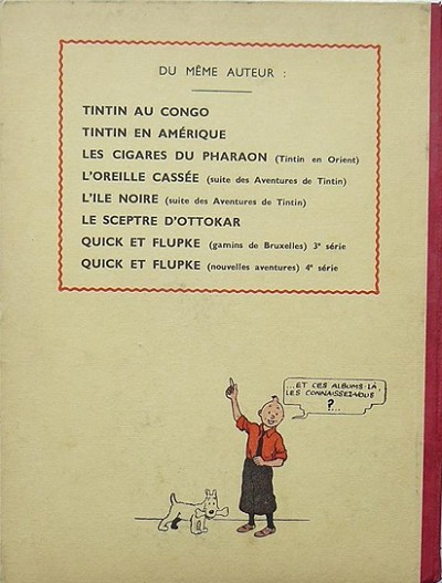 Verso de l'album Tintin Tome 5 Le Lotus bleu
