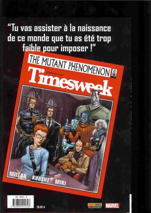 Verso de l'album Ultimate X-Men Tome 2 Tournée mondiale
