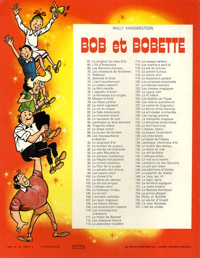 Verso de l'album Bob et Bobette Tome 157 L'œil de cristal