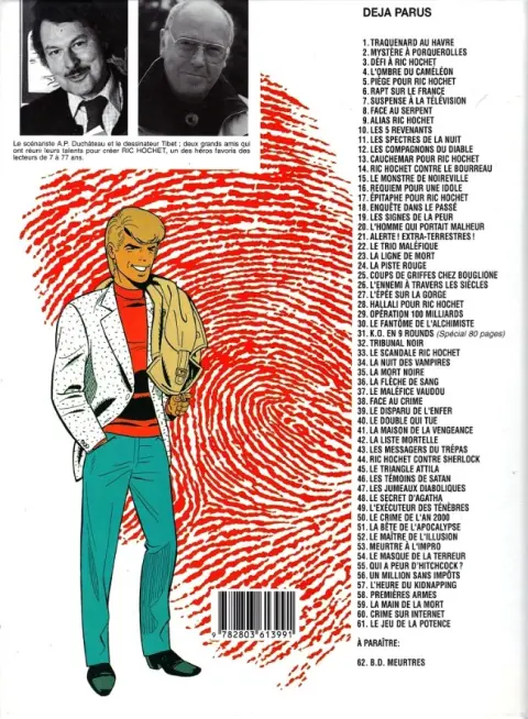 Verso de l'album Ric Hochet Tome 61 Le jeu de la potence