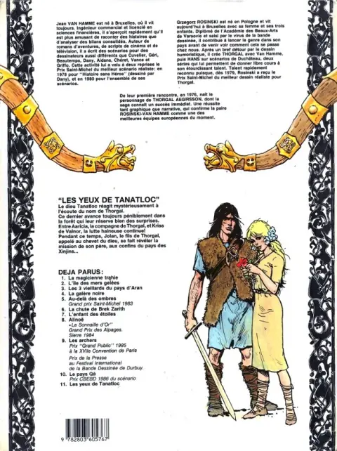 Verso de l'album Thorgal Tome 11 Les yeux de Tanatloc