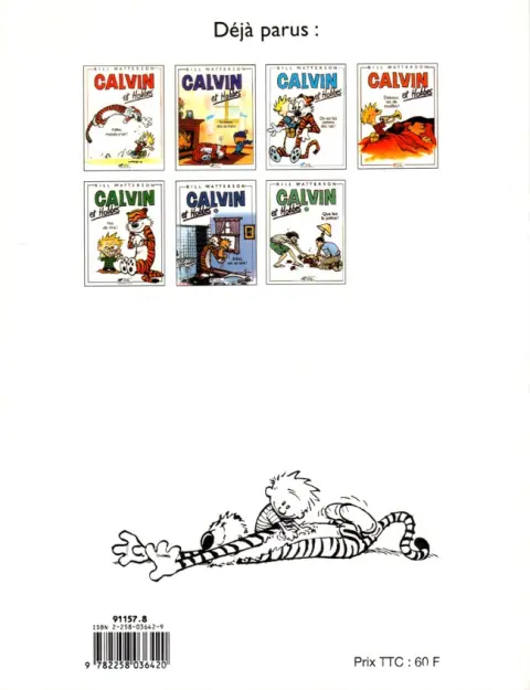 Verso de l'album Calvin et Hobbes Tome 7 Que fait la police ?