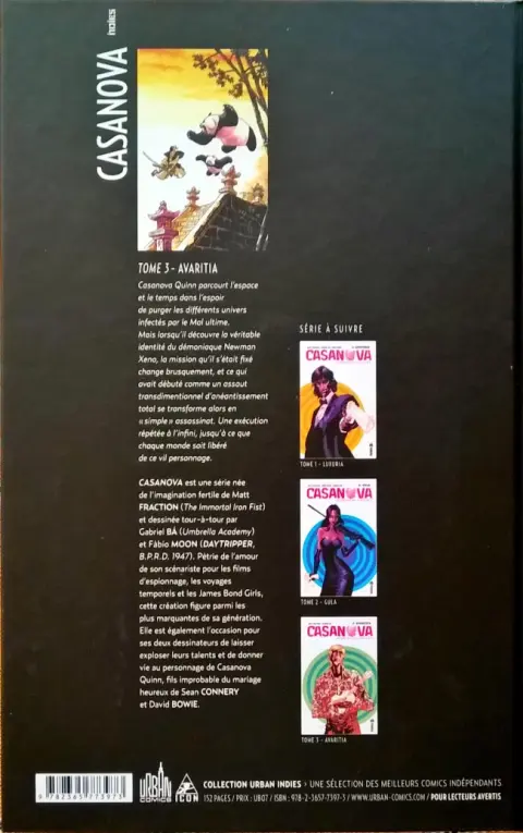 Verso de l'album Casanova Tome 3 Avaritia