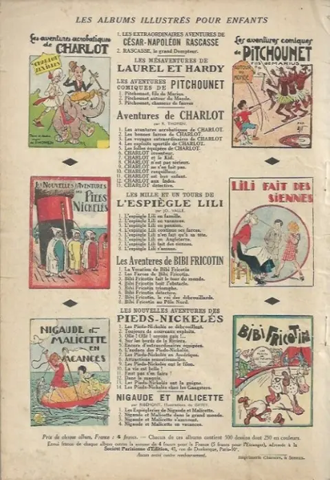 Verso de l'album Bibi Fricotin 1e Série - Societé Parisienne d'Edition Tome 6 Bibi Fricotin détective