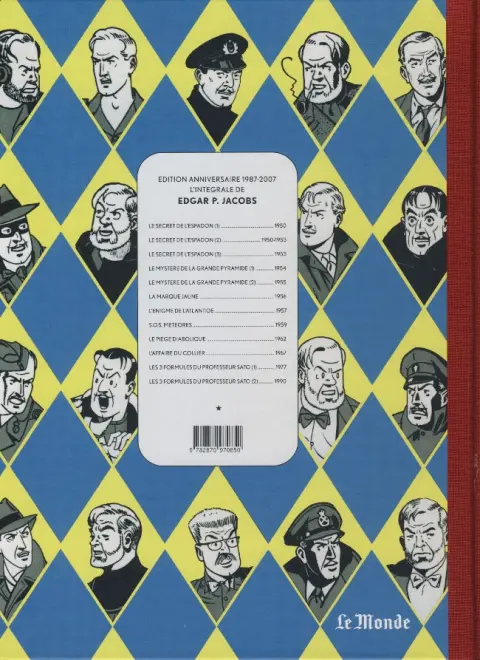 Verso de l'album Blake et Mortimer Tome 11 Les 3 formules du professeur Sato - Tome I