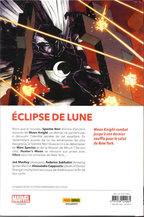 Verso de l'album Moon Knight 5 Les derniers jours de Moon Knight