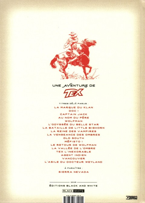 Verso de l'album Tex 17 L'asile du docteur Weyland