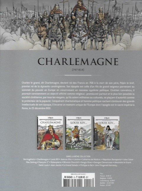 Verso de l'album Les grands personnages de l'Histoire en bandes dessinées Tome 3 Charlemagne