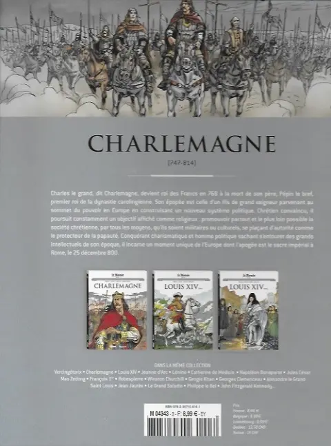 Verso de l'album Les grands personnages de l'Histoire en bandes dessinées Tome 3 Charlemagne