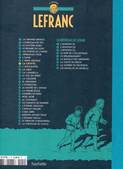 Verso de l'album Lefranc La Collection - Hachette Tome 9 La crypte